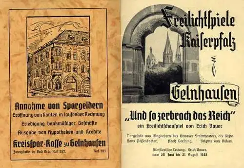 Hessen Main Kinzig Kaiserpfalz Gelnhausen Barbarossa Festspiel Programm 1938