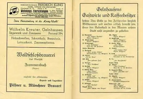 Hessen Main Kinzig Kaiserpfalz Gelnhausen Barbarossa Festspiel Programm 1938