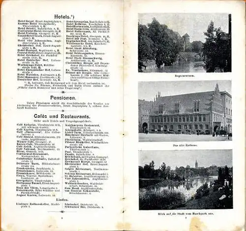 Niedersachsen Hannover Stadt Geschichte alter Reiseführer Stadtplan 1905