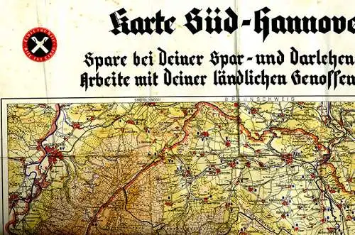 Alte Raiffeisen Landkarte Weser Northeim Göttingen Uslar Holzminden 1930