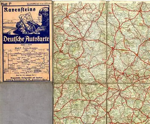 Alte Landkarte Ravenstein Auto Straßen Karte Erfurt Chemnitz Plauen Dresden 1930