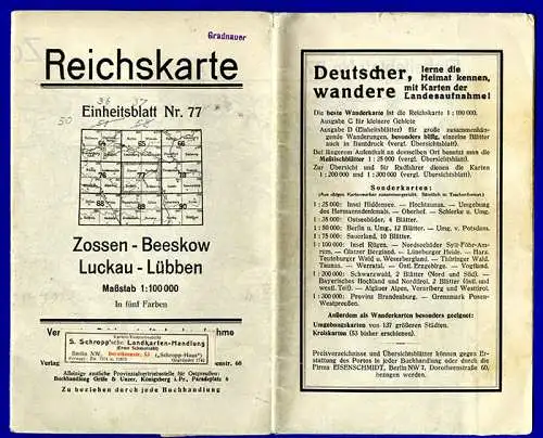 Deutsche Reichskarte Brandenburg Beeskow Zossen Luckau Lübben Dahme 1921