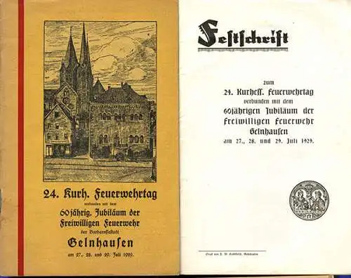 Hessen Stadt Gelnhausen 60 Jahre freiwillige Feuerwehr und 24. Feuerwehrtag 1929