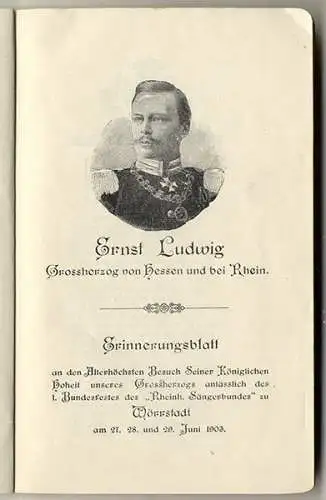 Rheinhessen Mainz Wörrstadt Bundesfest 25 Jahre Gesangverein Festschrift 1903