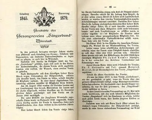 Rheinhessen Mainz Wörrstadt Bundesfest 25 Jahre Gesangverein Festschrift 1903