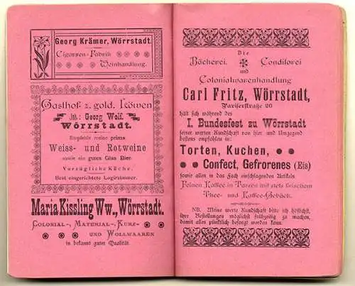 Rheinhessen Mainz Wörrstadt Bundesfest 25 Jahre Gesangverein Festschrift 1903