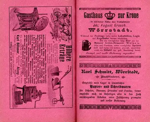 Rheinhessen Mainz Wörrstadt Bundesfest 25 Jahre Gesangverein Festschrift 1903