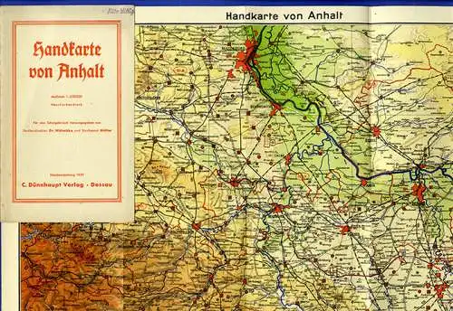 Sachsen Anhalt Halberstadt Dessau Bitterfeld Bernburg alte Landkarte 1939