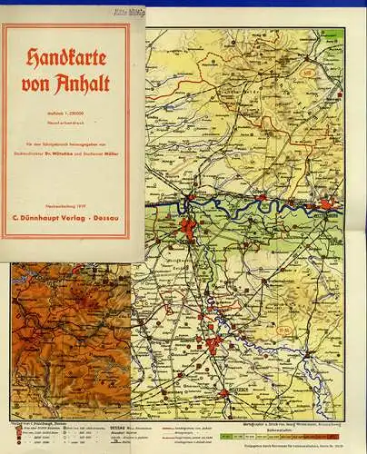 Sachsen Anhalt Halberstadt Dessau Bitterfeld Bernburg alte Landkarte 1939