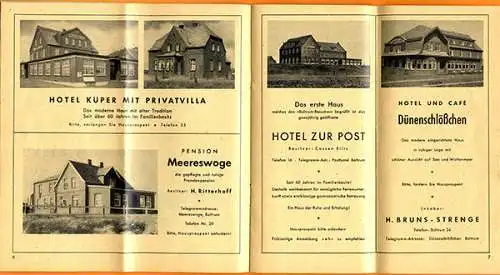 Nordsee Insel Baltrum Geschichte Strand Wohnungsliste Werbeheft 1953