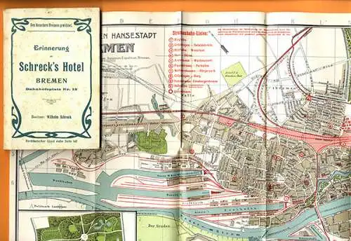 Bremen Stadt Geschichte Verkehr Vororte Reklame Stadtplan Reiseführer 1913