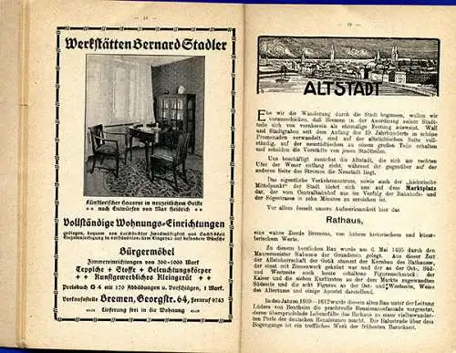 Bremen Stadt Geschichte Verkehr Vororte Reklame Stadtplan Reiseführer 1913