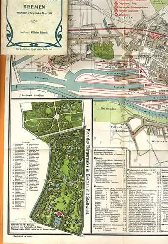 Bremen Stadt Geschichte Verkehr Vororte Reklame Stadtplan Reiseführer 1913