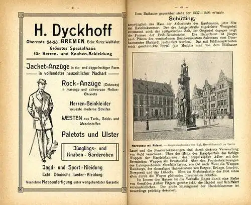 Bremen Stadt Geschichte Verkehr Vororte Reklame Stadtplan Reiseführer 1913