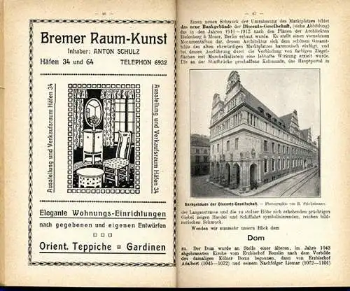 Bremen Stadt Geschichte Verkehr Vororte Reklame Stadtplan Reiseführer 1913