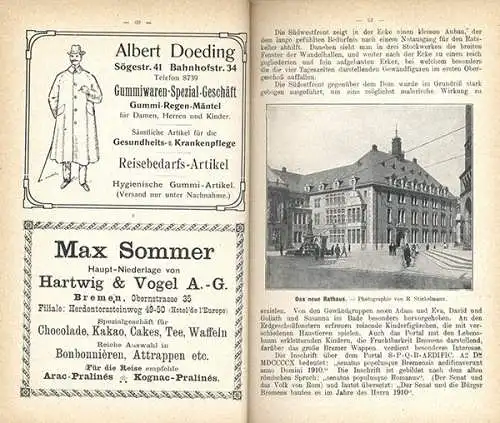 Bremen Stadt Geschichte Verkehr Vororte Reklame Stadtplan Reiseführer 1913