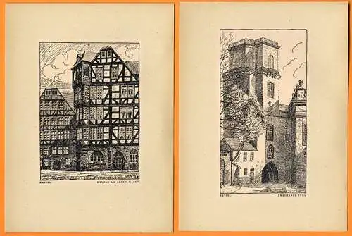 Hessen Alt Kassel Stadt Ansichten Kunst Grafik Bildermappe 1940