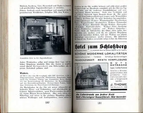 Rhein Pfalz Saar Mosel Nahe Eifel Westrich Hunsrück Reiseführer Wanderbuch 1930