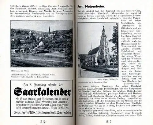 Rhein Pfalz Saar Mosel Nahe Eifel Westrich Hunsrück Reiseführer Wanderbuch 1930