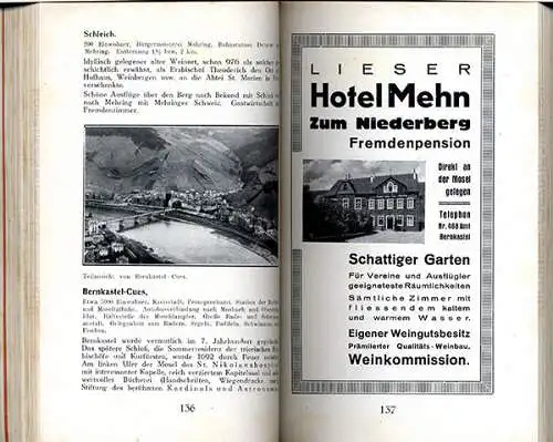 Rhein Pfalz Saar Mosel Nahe Eifel Westrich Hunsrück Reiseführer Wanderbuch 1930