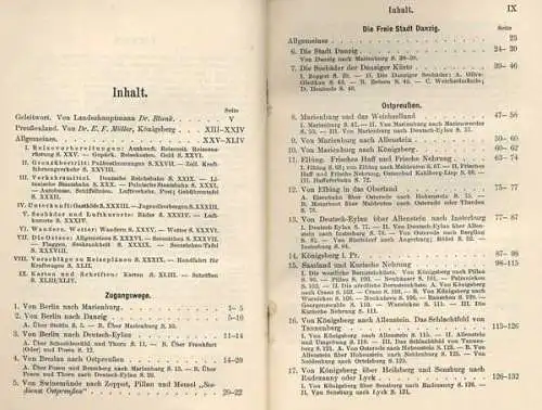Ostsee Ostpreußen Danzig Memel Allenstein Königsberg Meyers Reiseführer 1934
