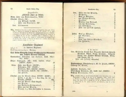 Königreich Sachsen Militär Kriegsministerium Rangliste Sächsische Armee 1900