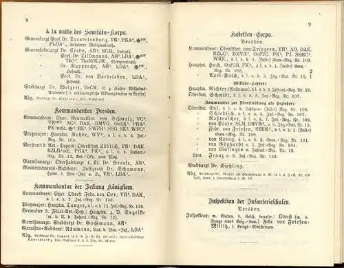 Königreich Sachsen Militär Kriegsministerium Rangliste Sächsische Armee 1900