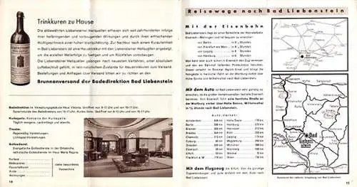 Thüringen Heilbad Bad Liebenstein Wohnungsliste Prospekte Werbeheft 1938