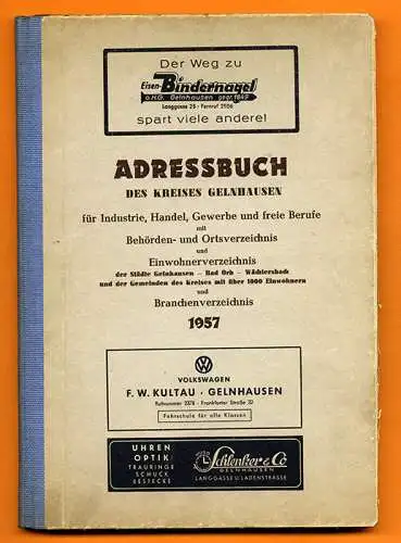 Hessen Wirtschaft Adressbuch Einwohnerbuch Stadt und Kreis Gelnhausen 1957