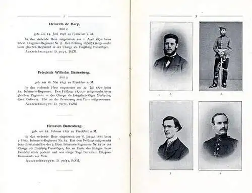 Hessen Frankfurt Deutsch Französischer Krieg 1870 Verzeichnis Soldaten Offiziere