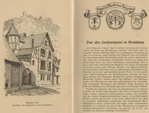Baden Weinheim Mittelalter Handwerk Gerberzunft Stadt Geschichte Buch 1949
