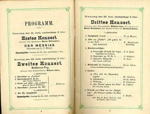 Hessen Wiesbaden Mittelrheinisches Musikest Festschrift Programmheft 1891