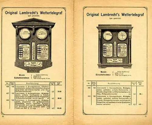 Göttingen Lambrecht Wetter Telegrafen Barometer Katalog Preisliste 1919