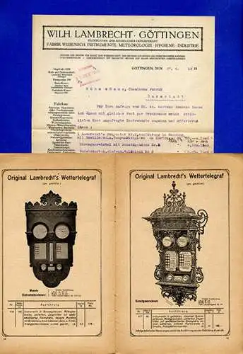 Göttingen Lambrecht Wetter Telegrafen Barometer Katalog Preisliste 1919