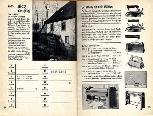 Deutsches Reich Elektrizität Strom Versorgung Energie Wirtschaft Kalender 1935