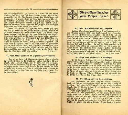 Württemberg Schwaben Donau Heuberg Hohentwiel Heimat Sagen Buch 1924