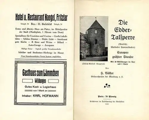 Hessen Kassel Waldeck Edersee Talsperre Stausee Heimatbuch 1914