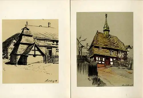Hessen Biedenkopf Hinterland Heimatbilder Karl Lenz Kunst Grafik Mappe 1935