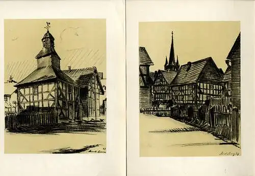 Hessen Biedenkopf Hinterland Heimatbilder Karl Lenz Kunst Grafik Mappe 1935