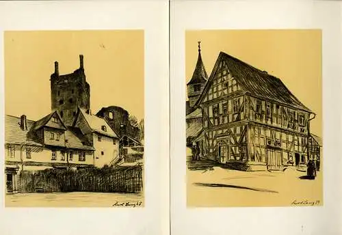 Hessen Biedenkopf Hinterland Heimatbilder Karl Lenz Kunst Grafik Mappe 1935