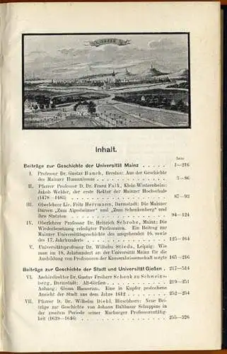 Hessen Mainz Gießen Universität Geschichte Professoren Buch 1907