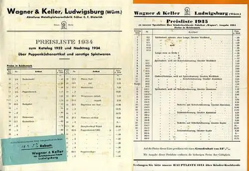 Württemberg Ludwigsburg Puppenküche Metall Spielwaren Fabrik Wagner Katalog 1932