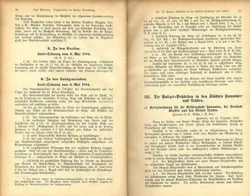 Niedersachsen Hannover Linden Landes Polizei Verordnung Statuten Buch 1908