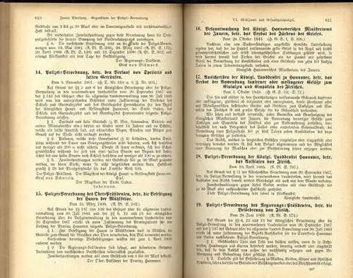 Niedersachsen Hannover Linden Landes Polizei Verordnung Statuten Buch 1908