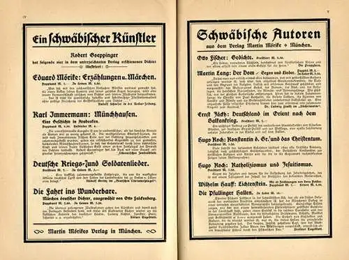Würrtemberg Schwaben Literatur Kunst Heimat Kalender 1914
