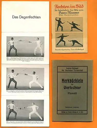 Sport Fechten Degen Säbel Florett Übungen Bildtafel Band Lehrbuch 1924