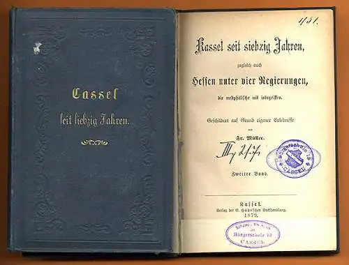 Hessen Kassel Stadt Geschichte von 1800 - 1870 Chronik 2 Bände Müller 1879