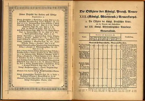 Krieg Militär Preußen Württemberg Armee Anciennetäts Offiziere Rangliste 1897