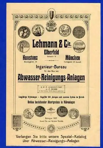 Alte Werbung Reklame für Stadt Abwasser Reinigung Kläranlagen Prospekt 1907