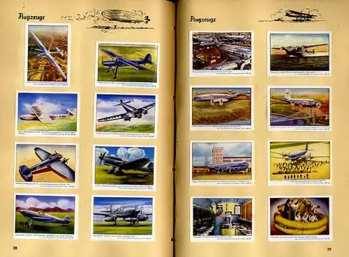 Sammelbilder Album Technik Geschichte Schiffe Auto Flugzeug Eisenbahn 1952